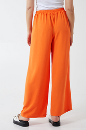 Aria Toscana orange drawstring viscose crepe trouser — rear view, Made in Italy