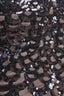 Close-up of black fish scale sequin mesh fabric