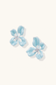 Textured blue enamel petal earrings flat lay view