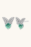 Celeste Butterfly 925 silver moissanite stud earrings angled close-up showing pavé wings