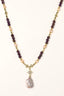 Amethyst and pearl beaded necklace with crystal star charm and baroque pearl drop pendant
