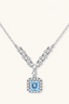 Solenne Arc sterling silver square moissanite pendant necklace front view