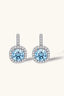 Azure Radiance blue moissanite halo drop earrings in 925 sterling silver front view