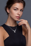 Styling photo of moissanite wing statement necklace in sterling silver on model