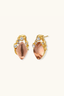 Coral Heirloom Studs gold plated baroque stud earrings with coral-pink liuli glass and cubic zirconia