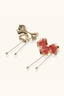 Pair of Coral Bloom Drops statement flower drop earrings in coral enamel and 18K gold plating