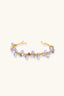18K gold plated cuff bracelet with fluorite quartz zircon and freshwater pearls