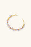 Open adjustable crystal and pearl cuff bracelet in gold plated eco-brass