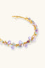 Close-up of pastel fluorite quartz pearl cuff bracelet with clustered bead detail