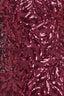 Close-up of burgundy leaf sequin mesh fabric