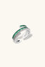 Emerald Layers Zirconia Ring, front view, emerald-green baguette stones and clear pavé row
