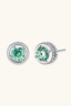Verdant Halo emerald-tone moissanite stud earrings in 925 sterling silver front view