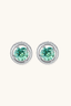 Verdant Halo sterling silver moissanite halo studs angled close-up