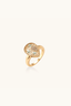 Enchanted Garden Ring gold plated filigree ring with turquoise enamel flowers and sparkling cubic zirconia