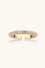 Close-up of gold-plated zirconia band, showing prong settings and cut-out arches