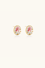 Garden Dream Studs side view showing gold plated stud earring profile with enamel rose detail