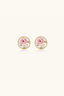 Pair of Garden Dream Studs enamel rose pearl stud earrings in 18K gold plated finish