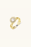 Golden Hour Duo adjustable gold plated ring set with halo cubic zirconia ring and chain band