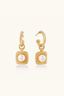 Pair of Golden Pearl Drop Hoops pearl drop hoop earrings in hammered gold vermeil finish