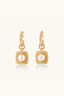 Golden Pearl Drop Hoops hammered 24K gold vermeil hoop earrings with freshwater pearl charm