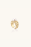 Adjustable hammered gold-plated pearl ring with 10–11mm freshwater pearl on cream background