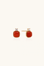 18K gold vermeil stud earrings with cushion South red agate and clear accent stone