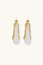 Liquid Curve Hoops 18K gold-plated statement hoops with glossy white resin inlay, front view