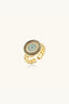 18K gold plated chain ring with Greek key border and turquoise evil eye cubic zirconia