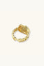 Side view of adjustable curb chain ring showing coin face setting and open back