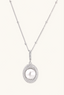 Pearl Halo Necklace in rhodium-plated sterling silver with 9.2mm freshwater pearl and crystal halo pendant