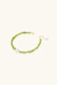Adjustable peridot and pearl bracelet in sterling silver, minimalist beaded design