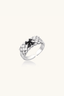 Pixel Dream Ring in white gold plating with black and clear square zirconia chevron