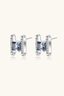 VVS1 moissanite square studs in sterling silver close-up sparkle detail