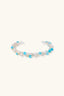 Hand-wrapped pastel cuff bracelet with blue and blush gemstone beads, freshwater pearls and an open silhouette