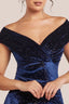 Close-up of Sorella navy sparkle velvet Bardot bodice