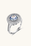 Celestial Radiance 2ct rainbow moissanite halo ring in 925 sterling silver front view