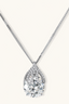 Lumière Drop 5 carat moissanite teardrop pendant necklace in sterling silver front view