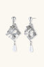 Venice Mask Drop Earrings, front view, sculptural mask and ABS pearl drops