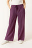 Viola Reale front view — purple drawstring wide-leg trousers, Made in Italy